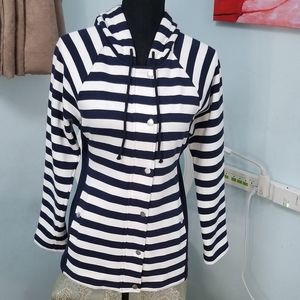 Blue and white striped jacket